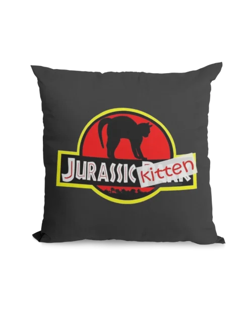 Jurassic kitten black pillowcase