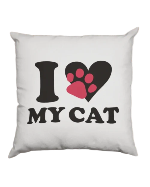 i love my cat black design on white pillowcase