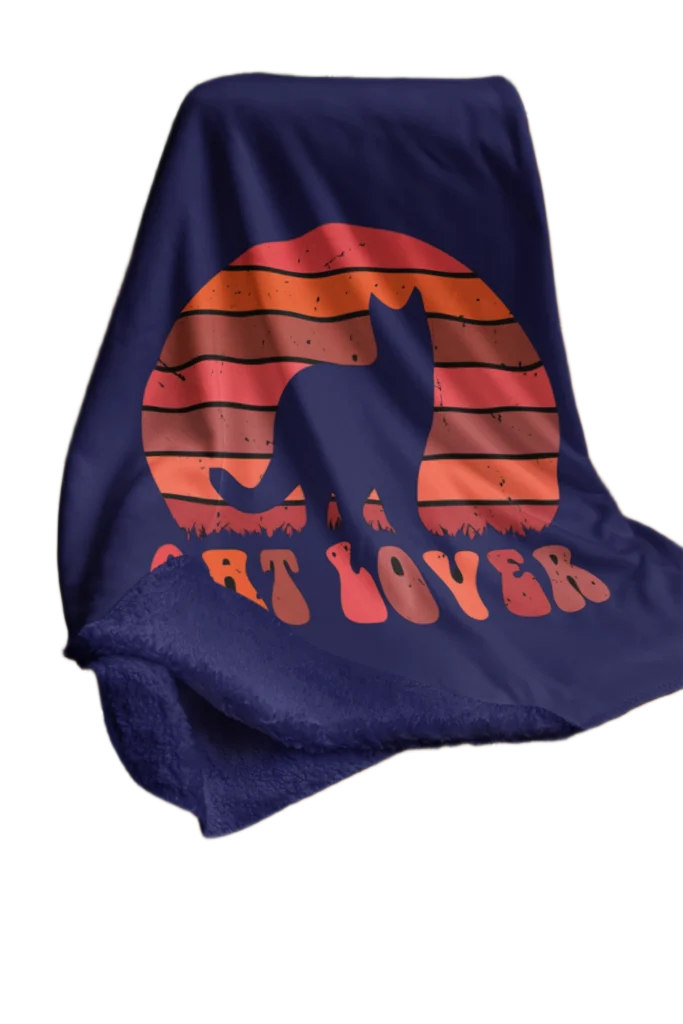 blue flannel blanket for black cat lovers