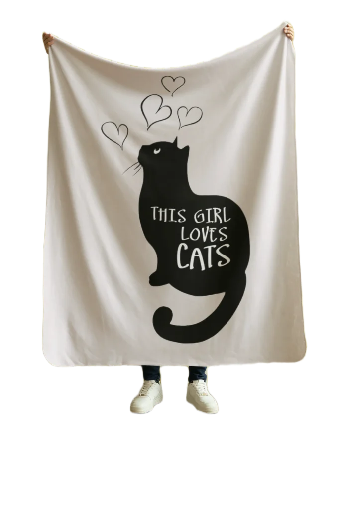 white flannel blanket for black cat lovers