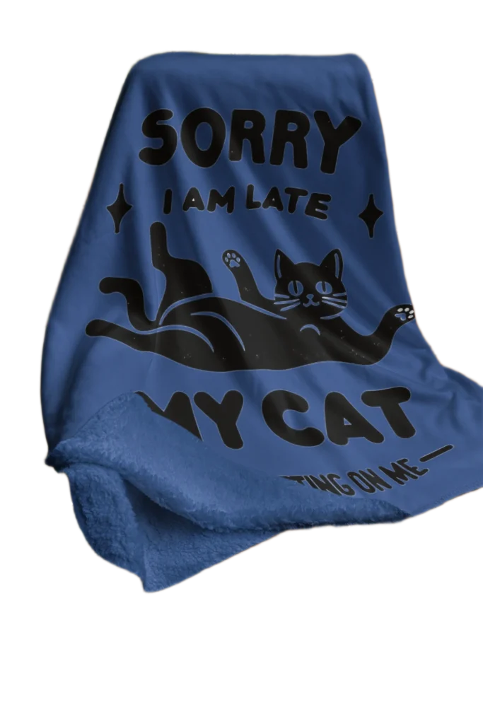 blue flannel blanket for black cat lovers