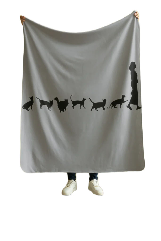 grey flannel blanket for black cat lovers