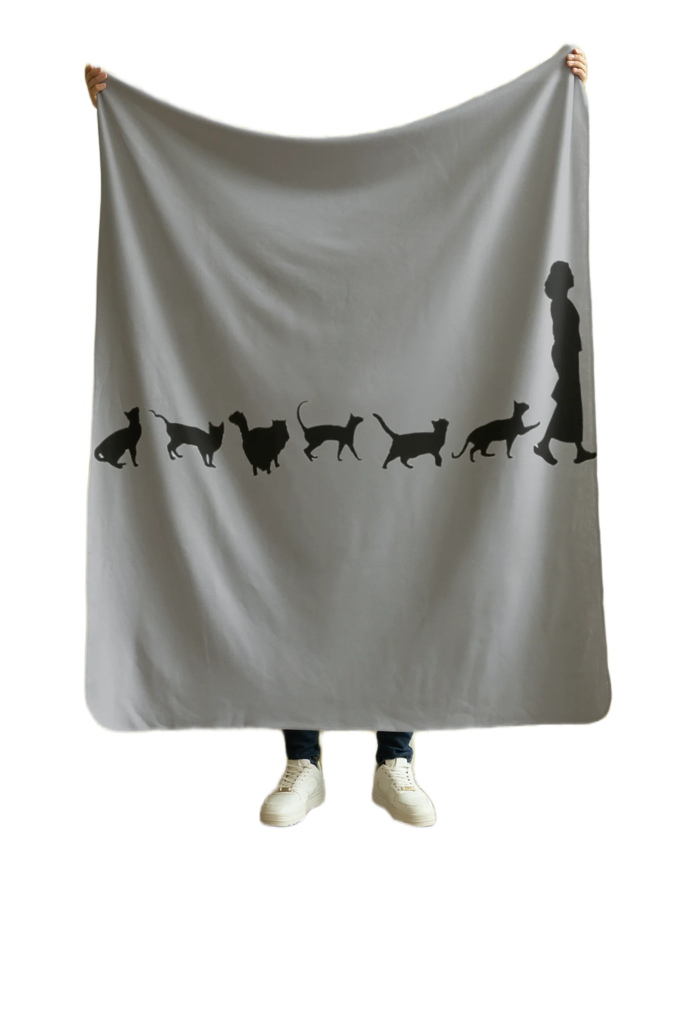 grey flannel blanket for black cat lovers