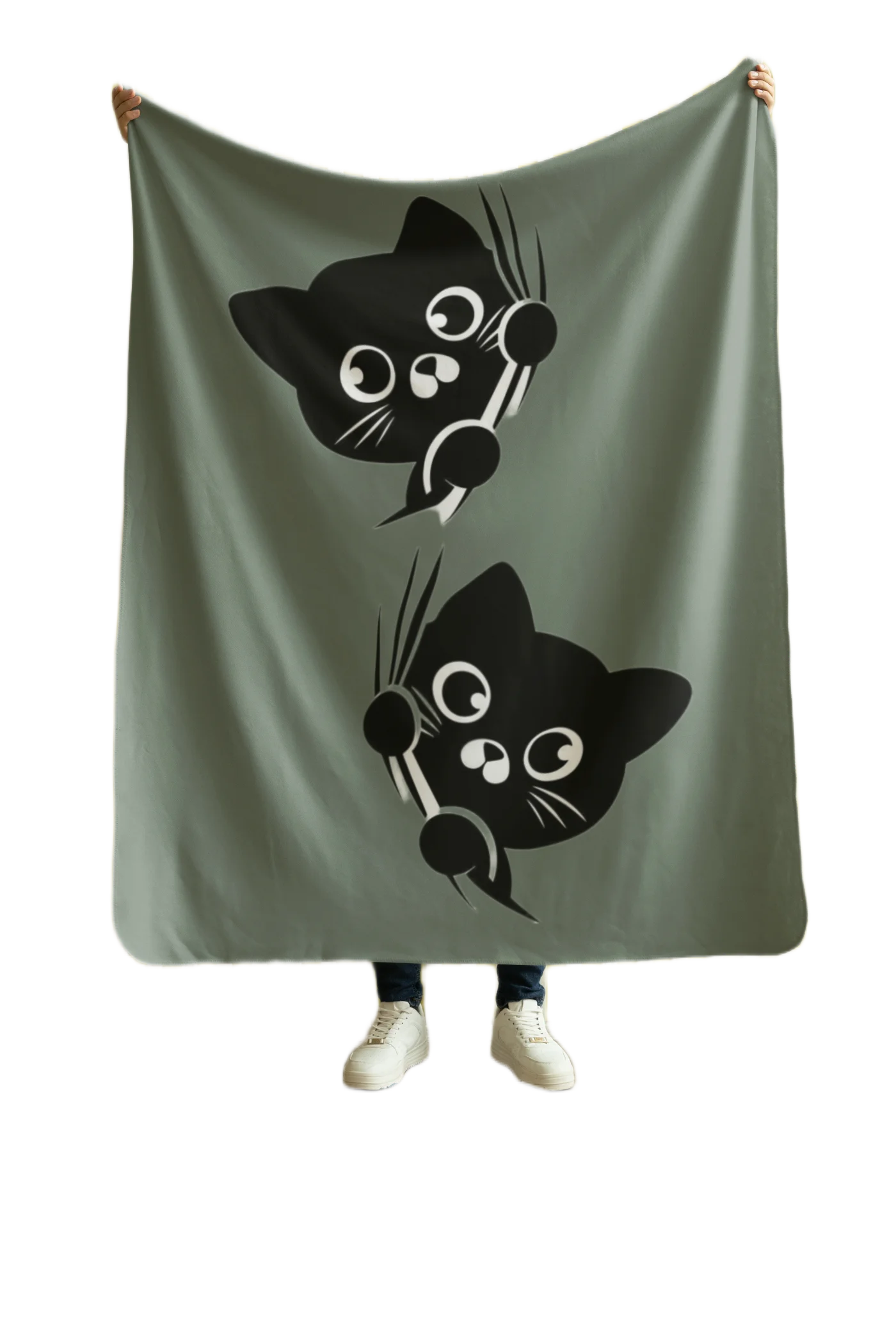 green flannel blanket for black cat lovers