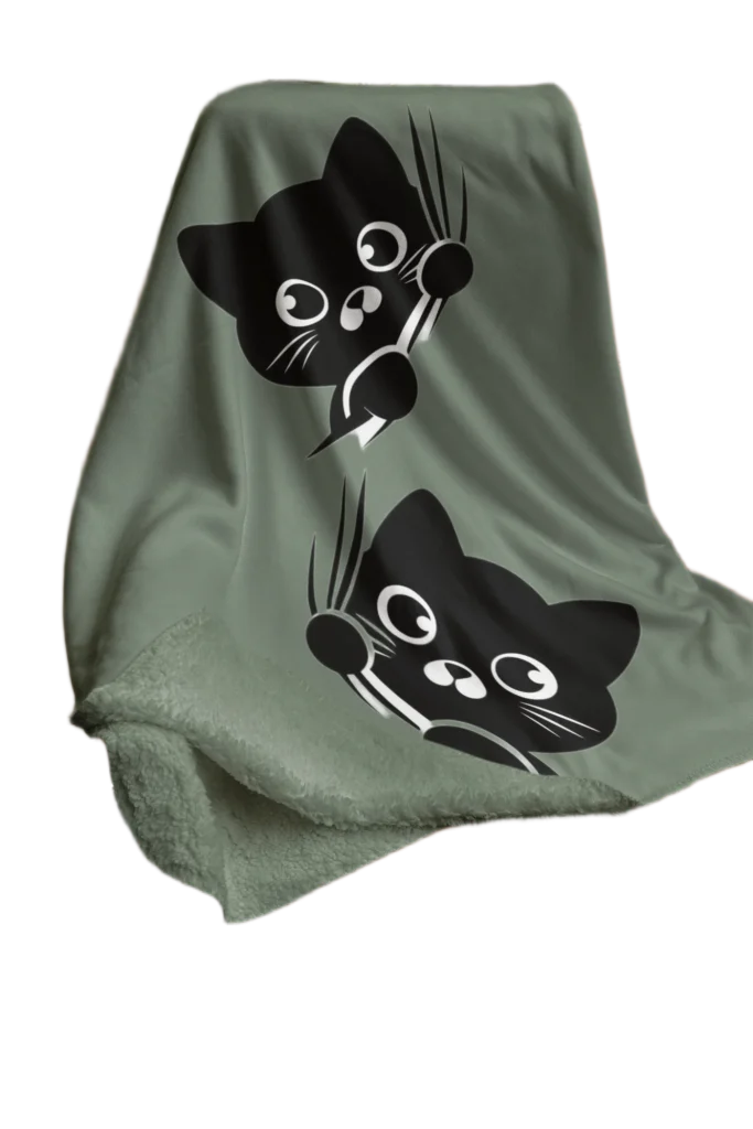 green flannel blanket for black cat lovers