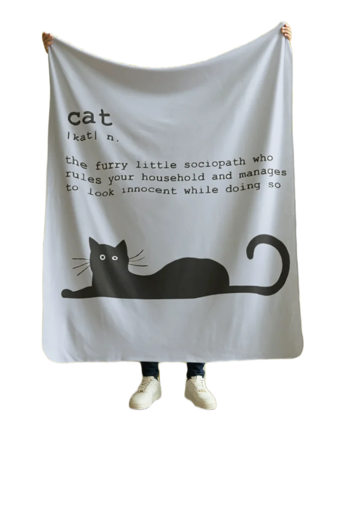 gray flannel blanket for black cat lovers