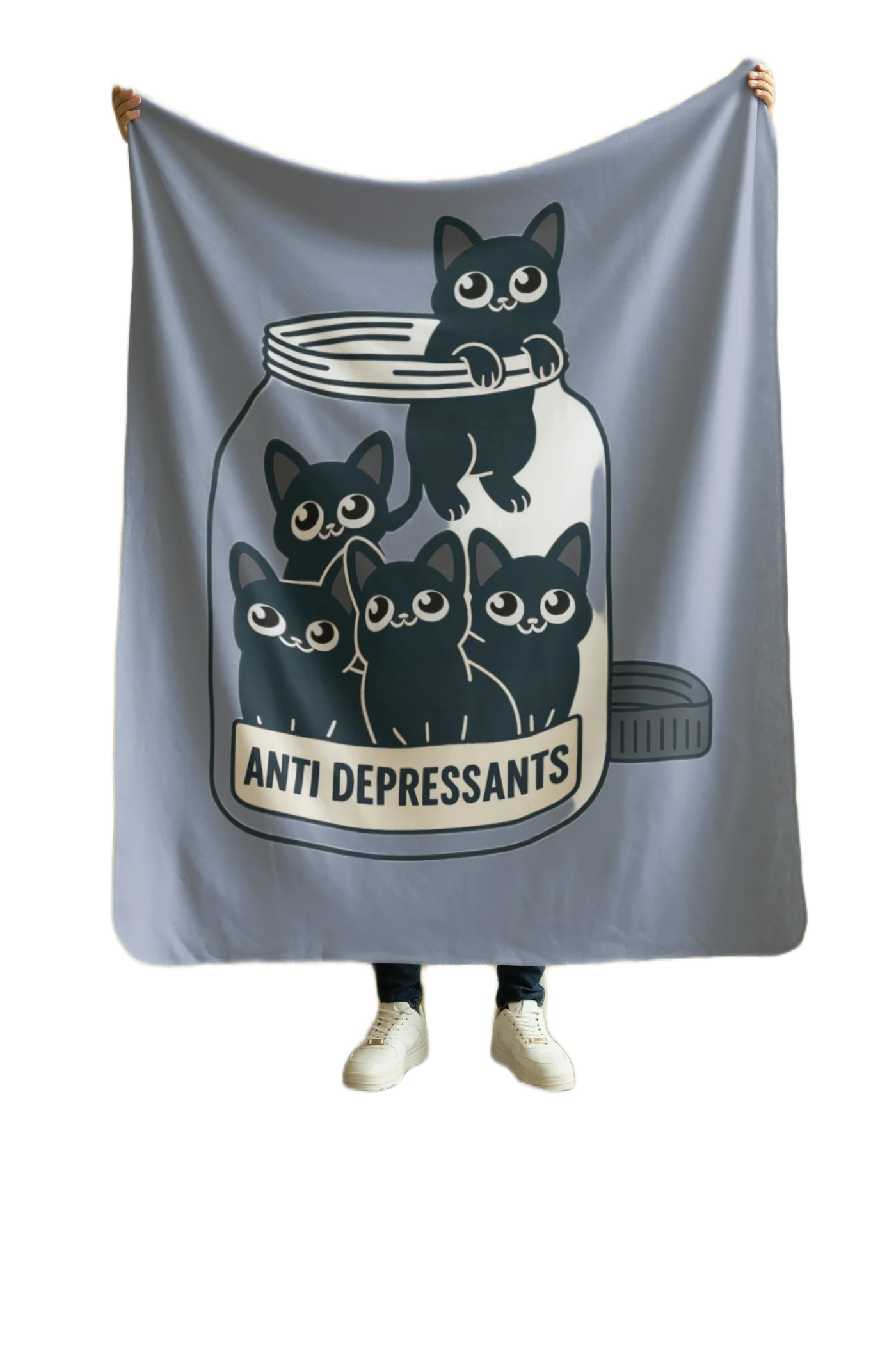 blue flannel blanket for black cat lovers