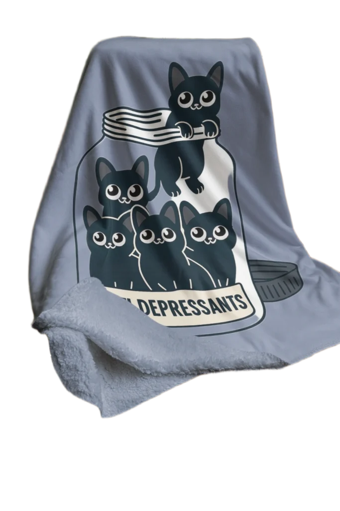 blue flannel blanket for black cat lovers