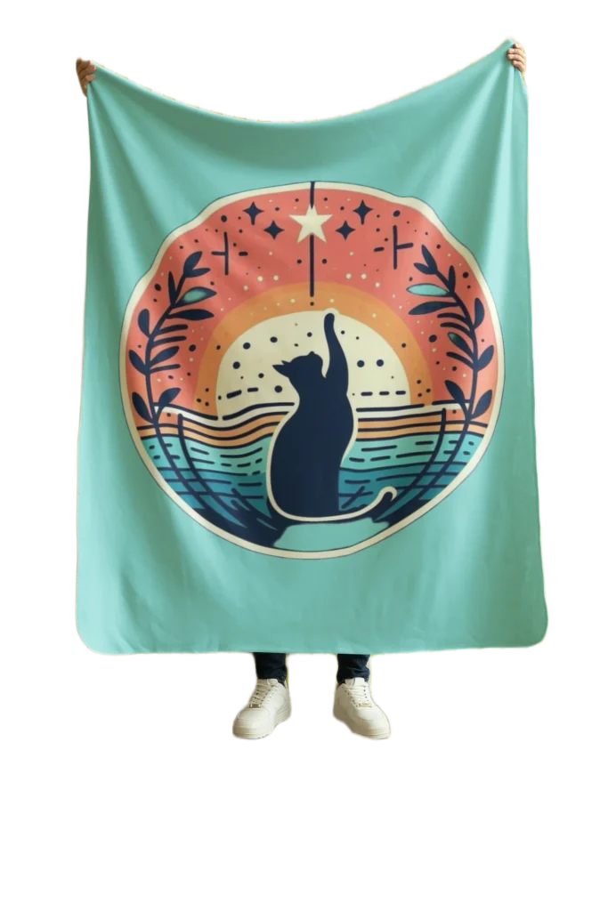 green flannel blanket for black cat lovers