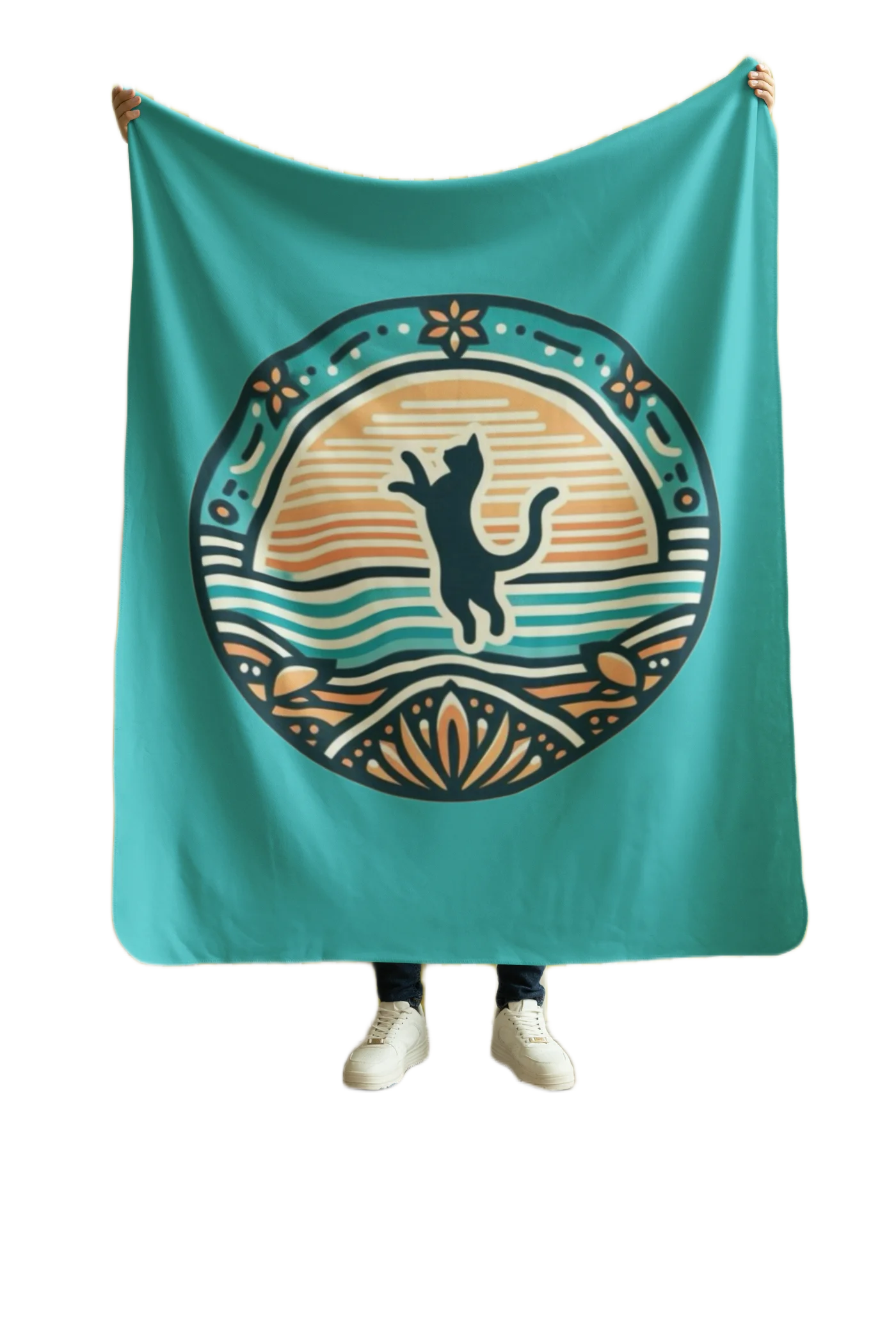 green flannel blanket for black cat lovers