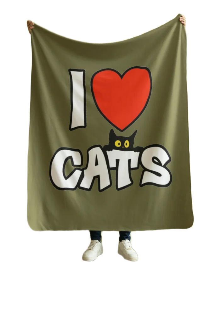 green flannel blanket for black cat lovers