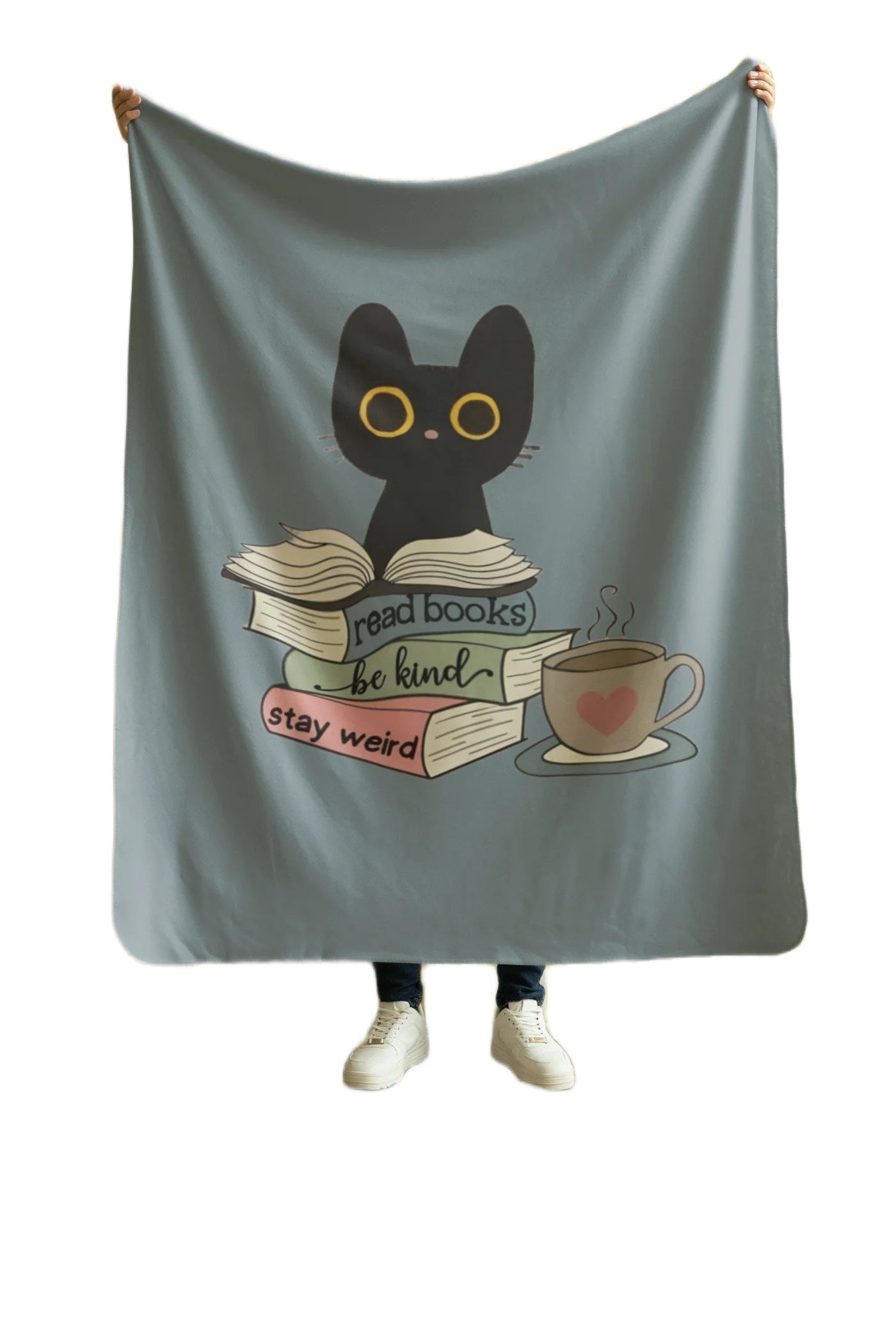 blue flannel blanket for black cat lovers