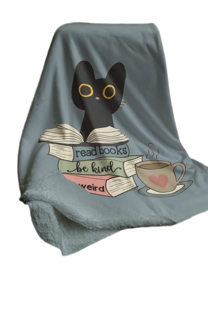 blue flannel blanket for black cat lovers