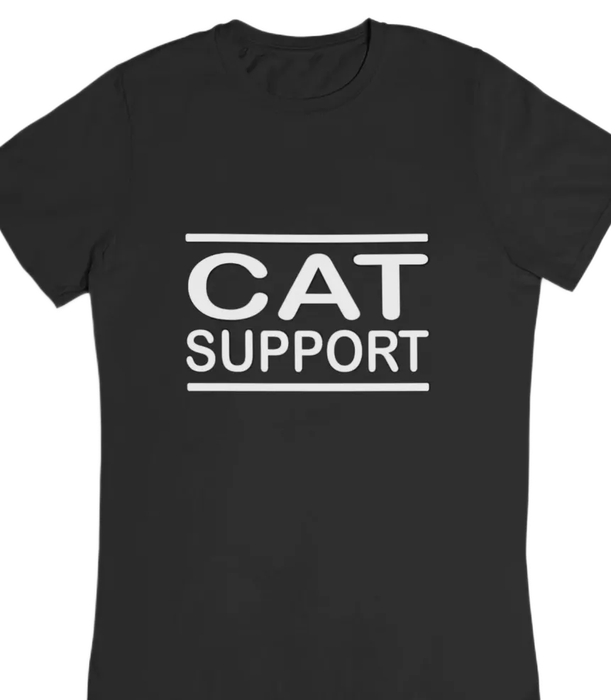 black t-shirt with black cat fun design