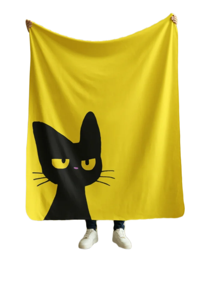 void cat lover yellow blanket