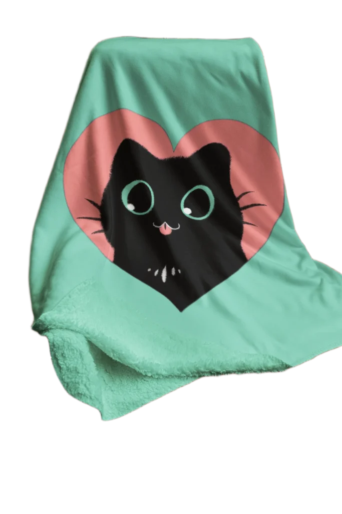 void cat lover green blanket
