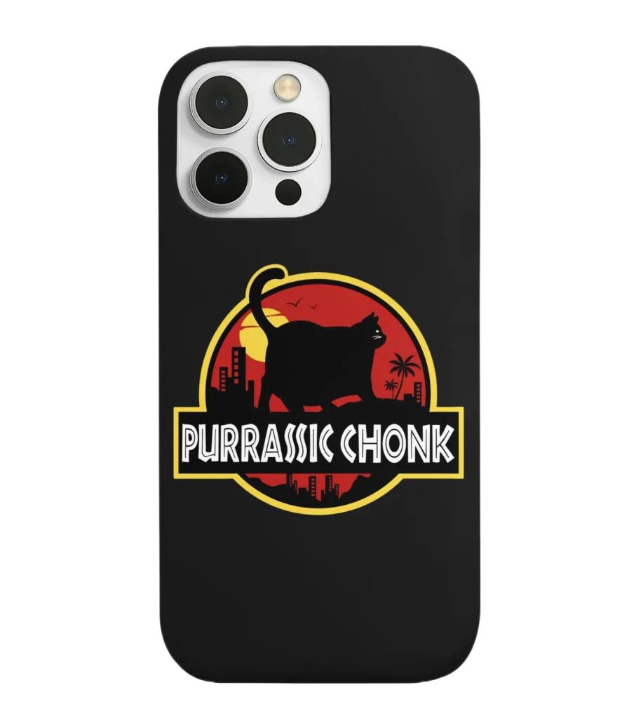 purrassic chonk void cat design on silicone phone case