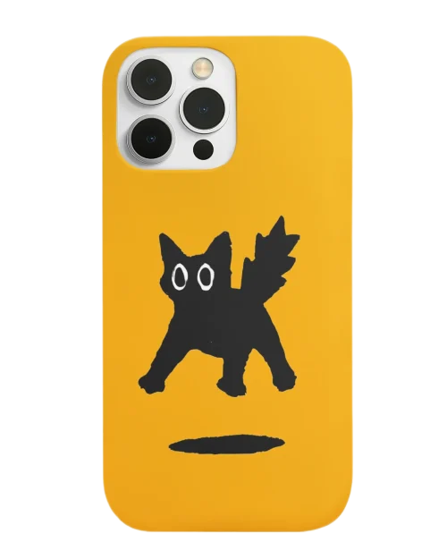 silicone tpu void cat lover phone case yellow jump