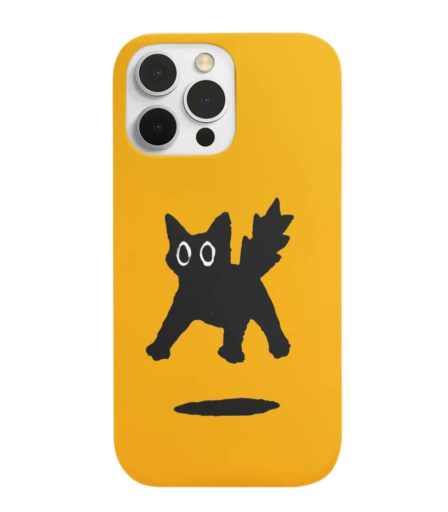 silicone tpu void cat lover phone case yellow jump