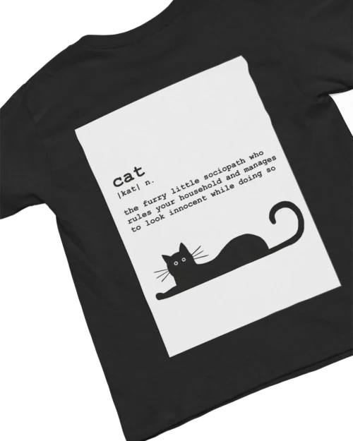 black t-shirt with cat design for cat lovers